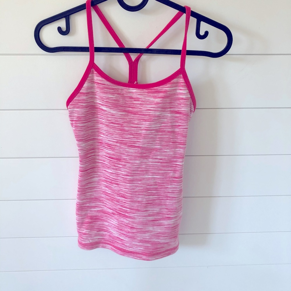 Lululemon Power Y Tank *Luon
Space Dye Pink Size 2 Barbie pink